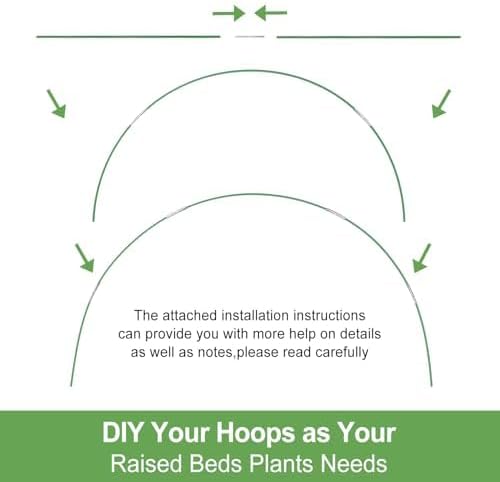 Garden Hoops 6 Set 7ft Grow Tunnel, 24pcs Greenhouse Support Hoops Rust-Free Frame for Garden Netting Raised Beds Row Cover Fabric, DIY Fiberglass for 2 & 3Ft Wide, 18pcs Clips-4mm