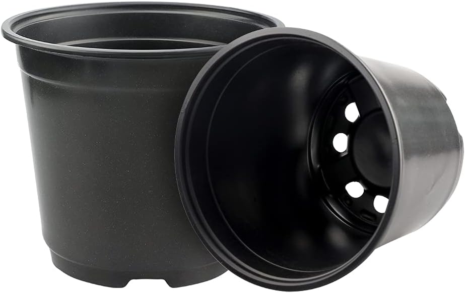 KINGLAKE 50 Pcs 6" Plastic Plants Nursery Seedlings Pots Flower Plant Container Seed Starting Pots Matte Black
