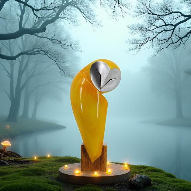 15 Inch Owl Statue for Home Decor Accents Office Decor, Handmade Owl Sculpture for Bookshelf Decor, Bookshelf Desktop Mantel Cabinet Living Room Bedroom Decorations