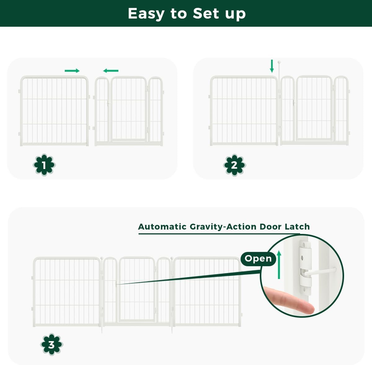 FXW Garden Fence Outdoor for The Yard – 40in(H) x 109.4ft(L) Heavy Duty Metal Animal Barrier for Dog and Rabbit, Decorative Dog Fence, 48 Panels, White
