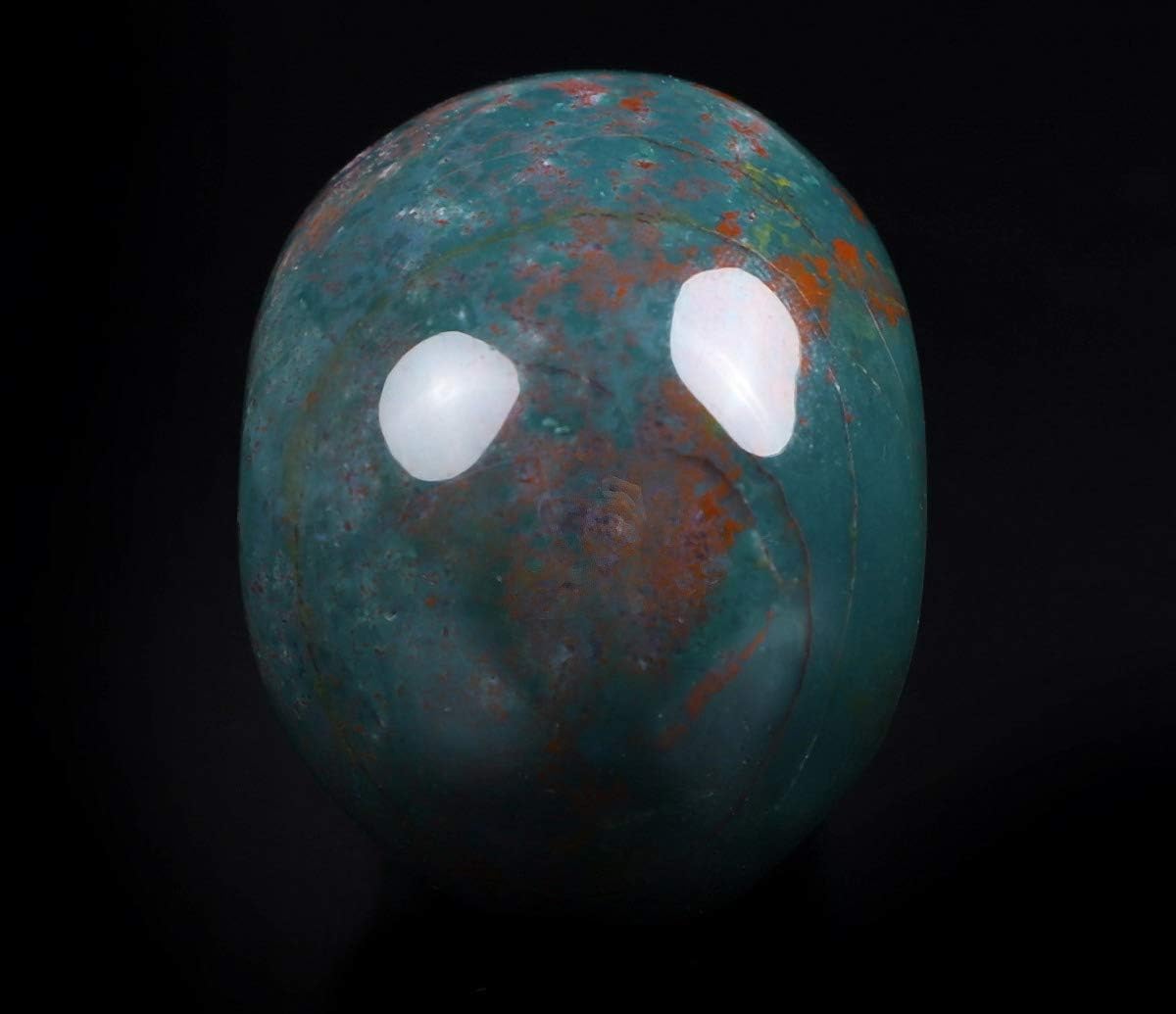 Skullis 2.0" Bloodstone Crystal Skull, Hand Carved Gemstone Fine Art Sculpture, Reiki Healing Stone Statue.