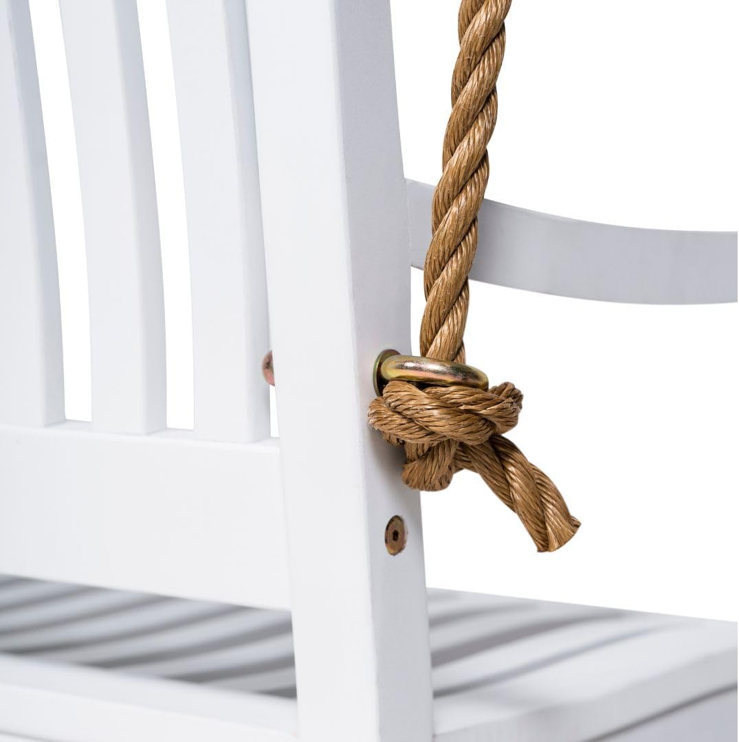 East Green Hayden 4 Foot White Porch Swing - Outdoor Bench Swing Crafted from Naturally Weather-Resistant Acacia Wood