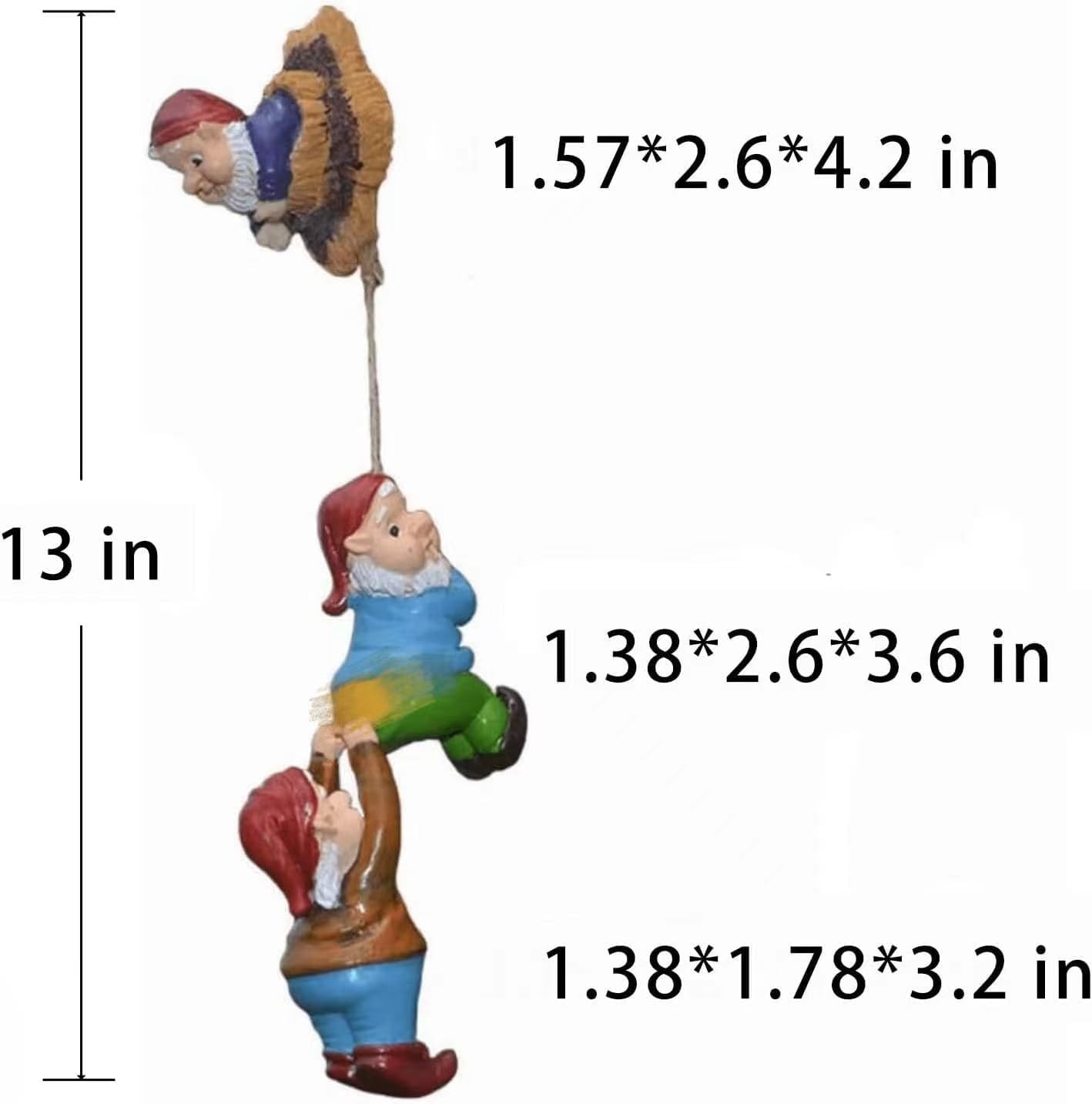 Gnome Statue Gift Climbing Rope Garden Gnomes Statue, Resin Garden Gnome Tree Hugger Outdoor Decor Accessories, Miniature Figurines Micro Garden Gnome Landscape Figurine for Lawn Balcony Patio