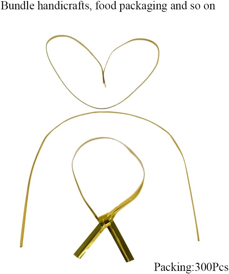 HAHIYO 300Pcs 6inches Gold Metal Twist Ties Bread Candy Coffee Bag Ties Plant Garden Twist Ties for Cellophane Treat Bags Gift Wraping Bags Plastic Bags Halloween Party Cake Present Art Crafts