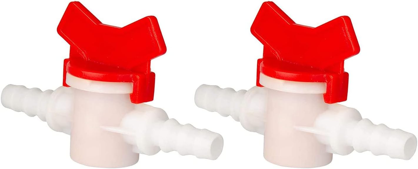 2 Pack Barbed Ball Valve 5/32" OD In-Line Ball Valve Shut-Off Switch with Hose Barb for Drip Irrigation and Aquariums Agricultura Garden