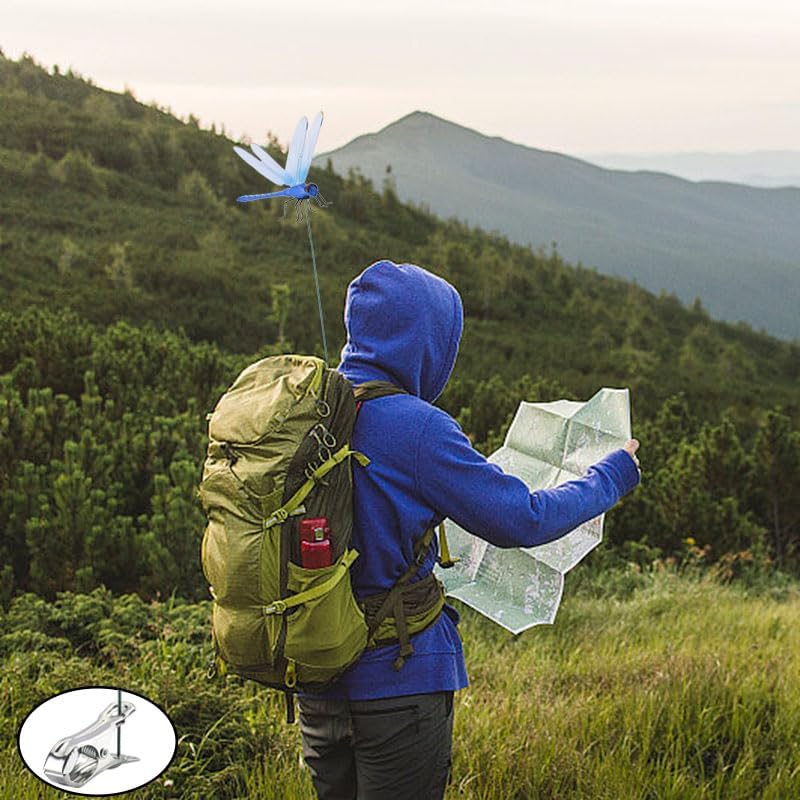 Spiritlele 20 PCS 3D Dragonfly Clips Colorful Hat Clip Fake Dragonfly Garden Decor for Patio Outdoor Indoor