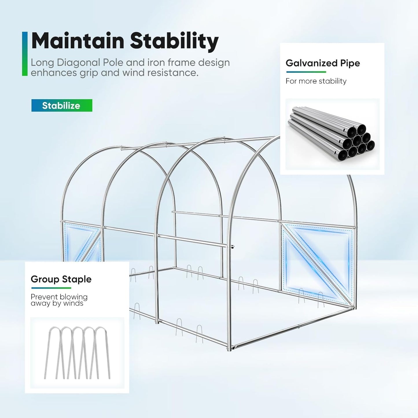 Quictent Premium Greenhouse for Outdoors, 10x6.6x6.6FT Upgraded Portable Walk-in Heavy Duty Frame Large Garden Plant Hot Outside Hoop House, 6 Ventilated Screen Window and Zipper Screen Door, Green