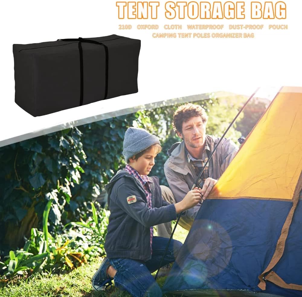 Patio Cushion Storage Bag 68 Inch Extra Large Waterproof Outdoor Pillow Storage Cover for Garden Furniture Cushions Protection Water Resistant, Black