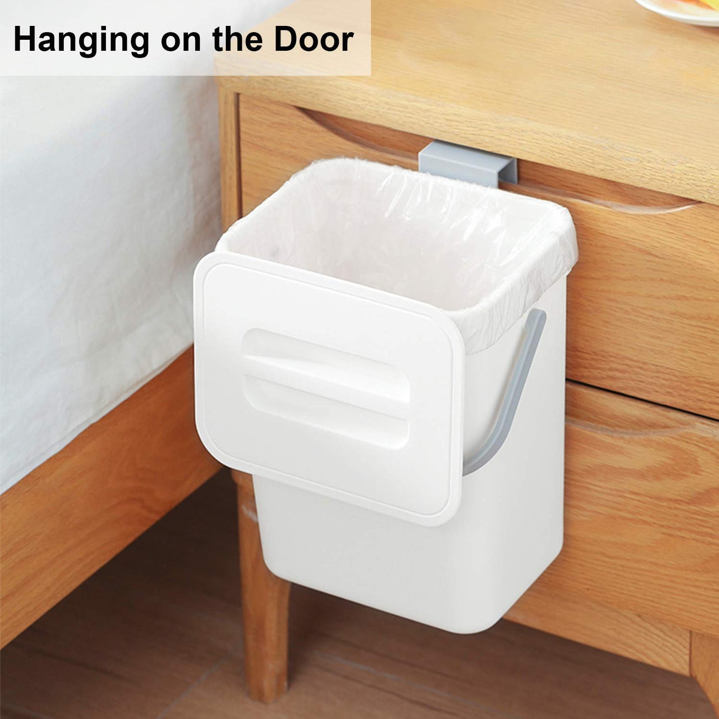 LALASTAR Mini Desktop Trash Can with Lid, Small Countertop Garbage Can, Plastic Tiny Tabletop Wastebasket for Office/Kitchen/Coffee Table, 3L/0.8 Gal, White