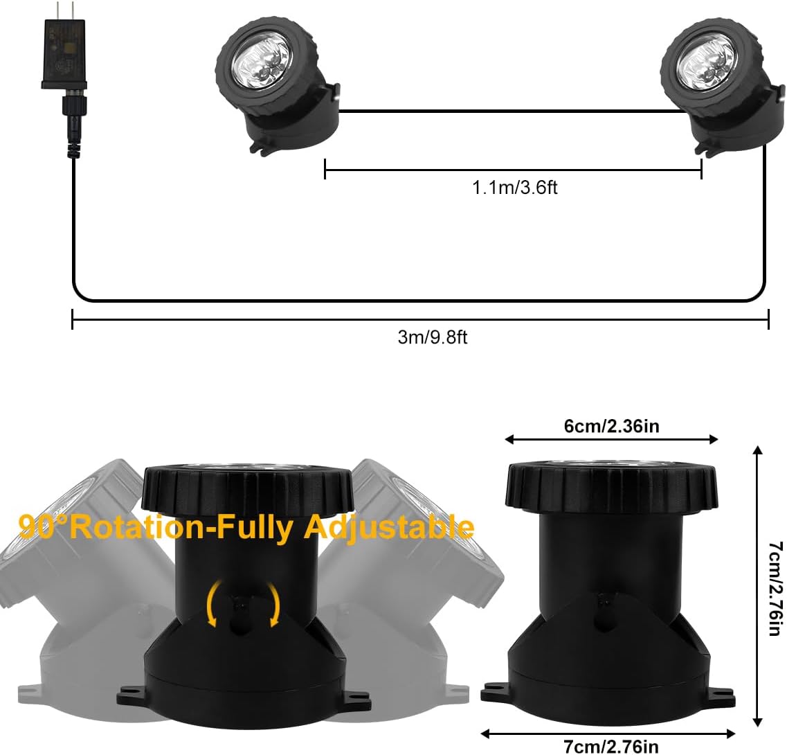 RGB Underwater Pond Lights, Super Bright LED Submersible Fountain Lights Colored Landscape Spotlights, Bluetooth APP Control IP68 Waterproof for Fish Aquarium Tank Garden Yard Pool (Set of 2)