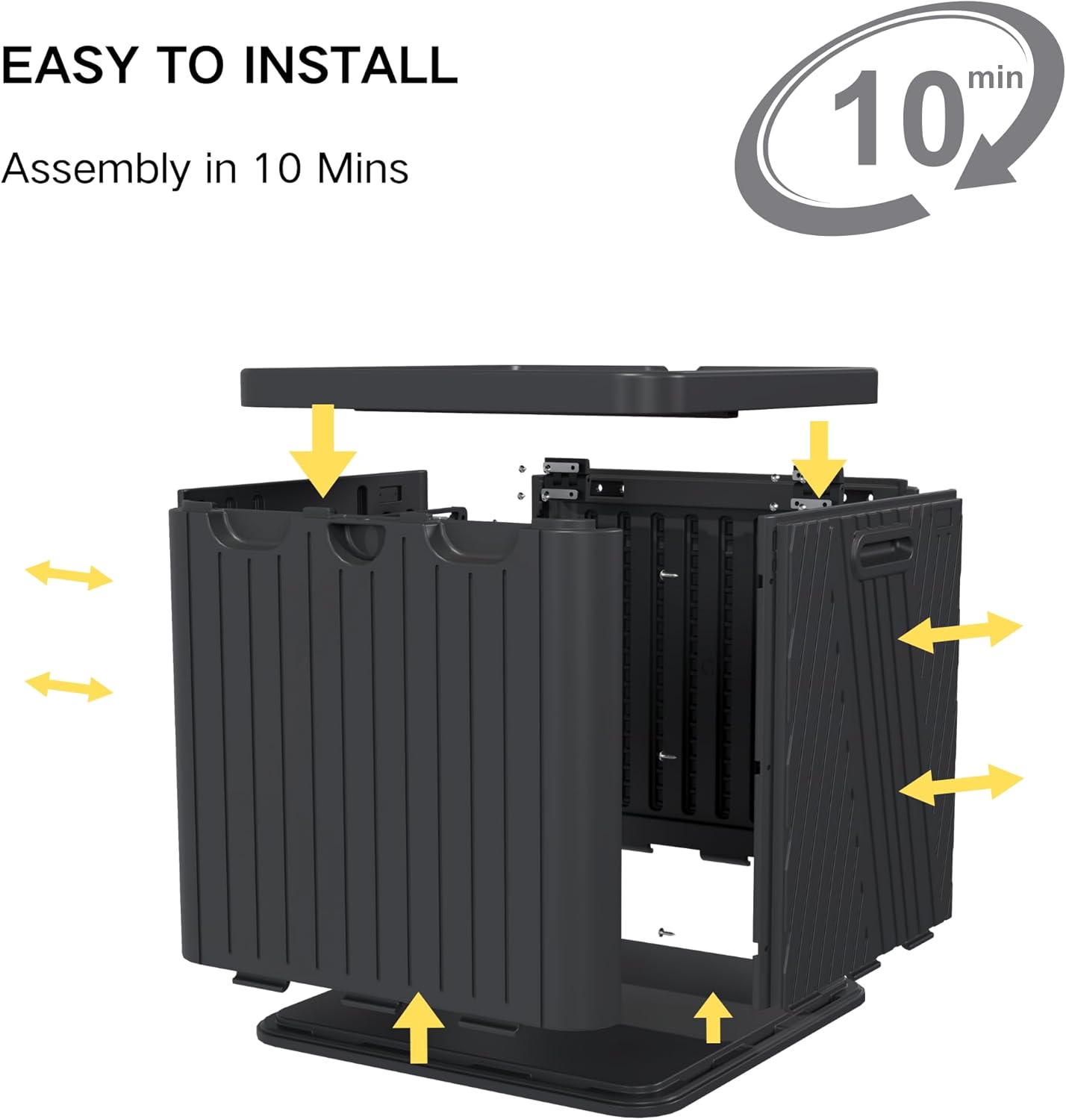 Kingdura 60 Gallon Outdoor Storage Box, Waterproof Resin Deck Box for Indoor and Outdoor Use, Lockable Storage Container for Patio Furniture Cushions Garden Tools (Black, 60 Gallon)