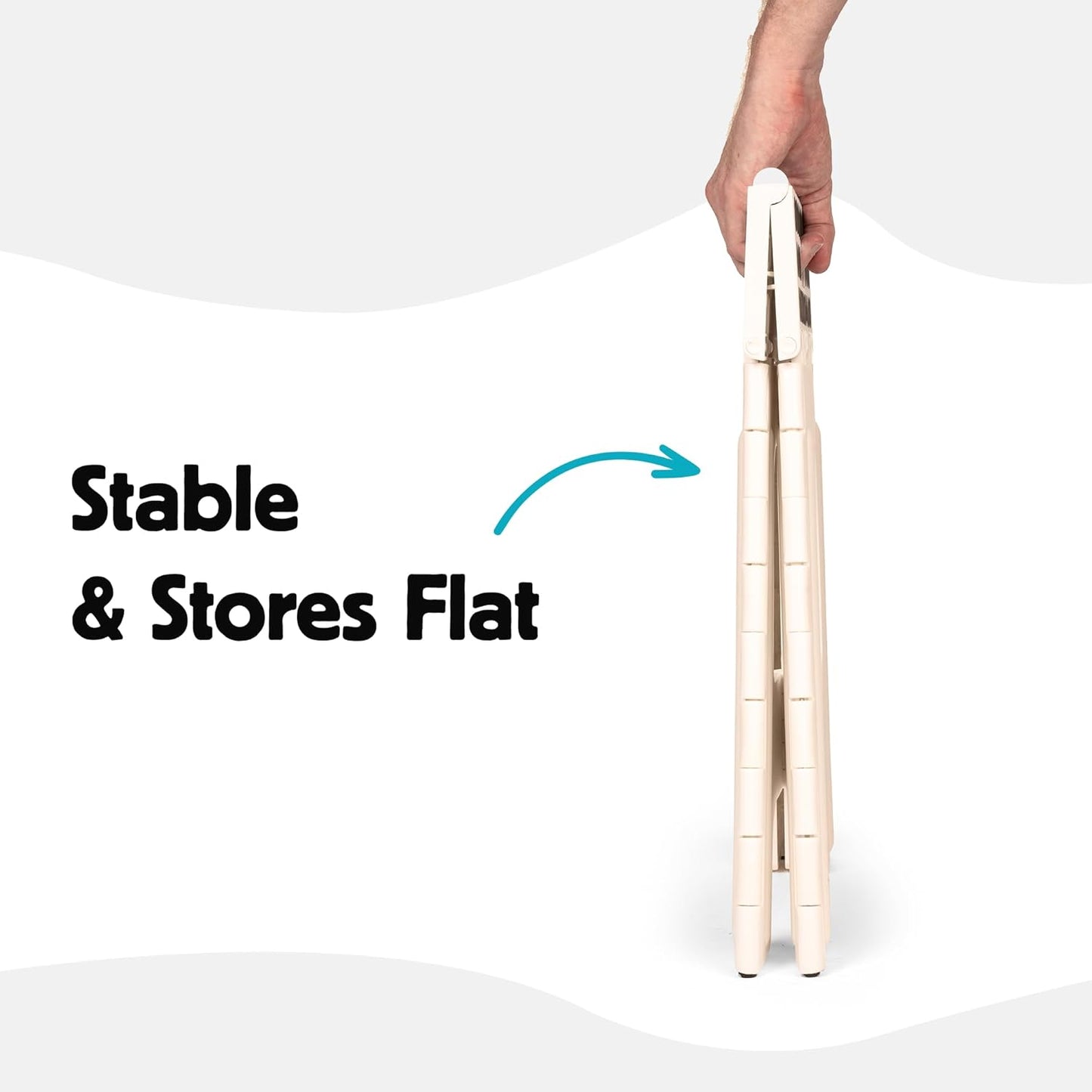 Kikkerland Rhino Foldable Step Stool – Holds Adults up to 300 Lbs, Best for Kitchen & Bathroom – Collapsible, Portable, Lightweight Stepping Stool with Sturdy, Non-Slip Design – White, 15”