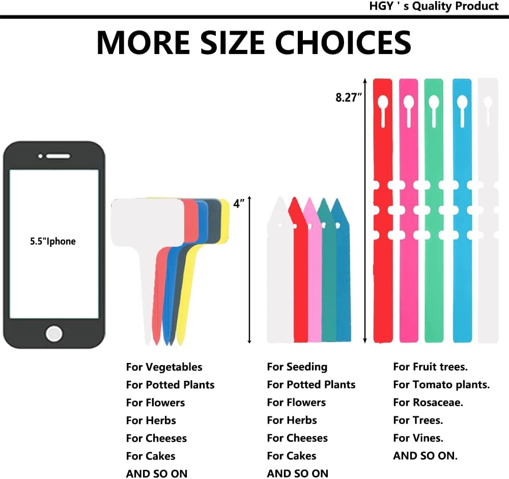 100 PCS White Plastic Plant Tags Thick Gardens Labels T-Type Nursery Markers Re-Usable