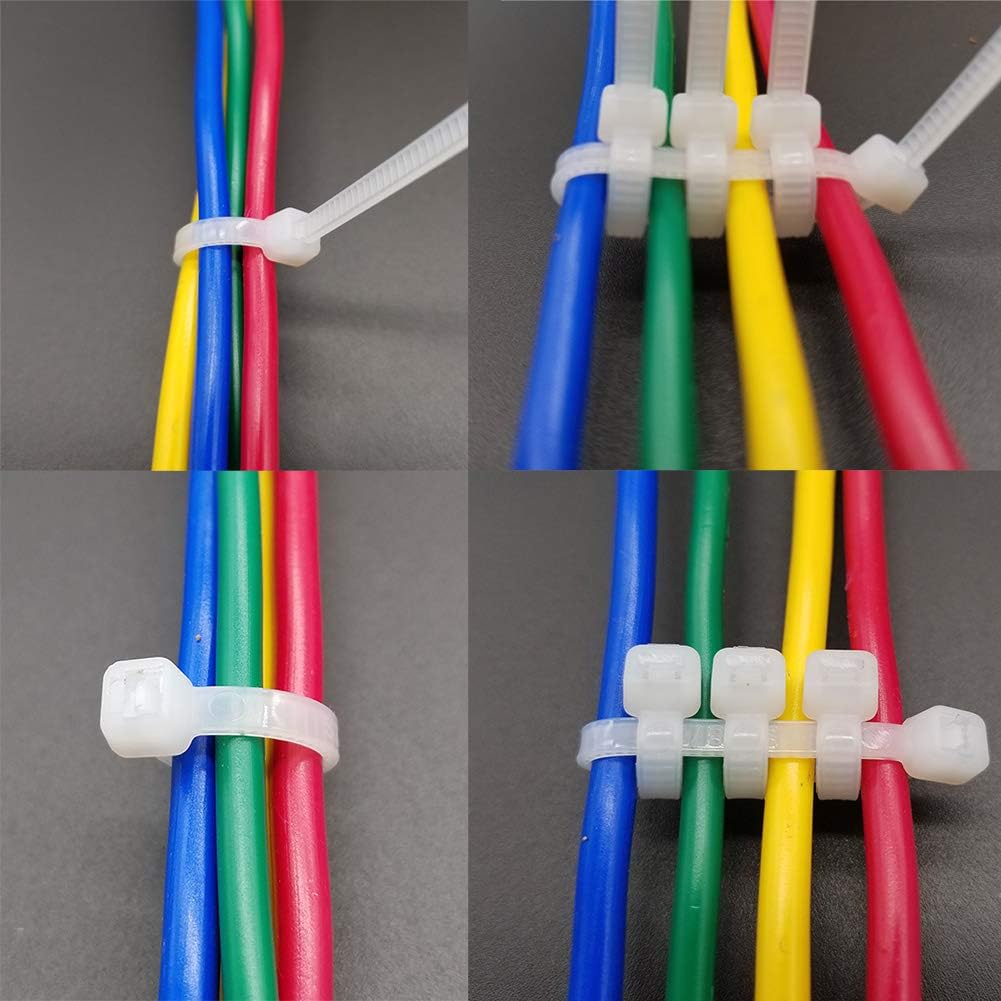 Superun Clear Zip Ties 4 Inch, 18 Lbs Tensile Strength Mini Wire Ties (Industrial Grade Cable Ties) Pack of 100 White