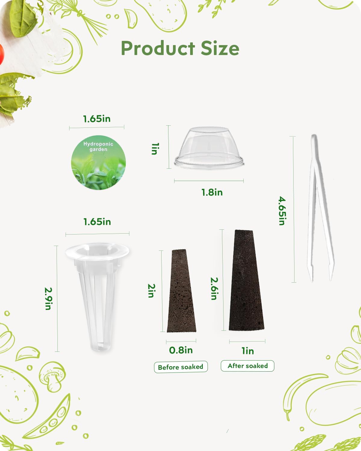 140Pcs Hydroponic Pods Supplies: Compatible with AeroGarden Grow Anything Herb Kits - Includes Grow Sponges Grow Baskets Grow Domes Labels - Hydroponics Supplies for Most Brand