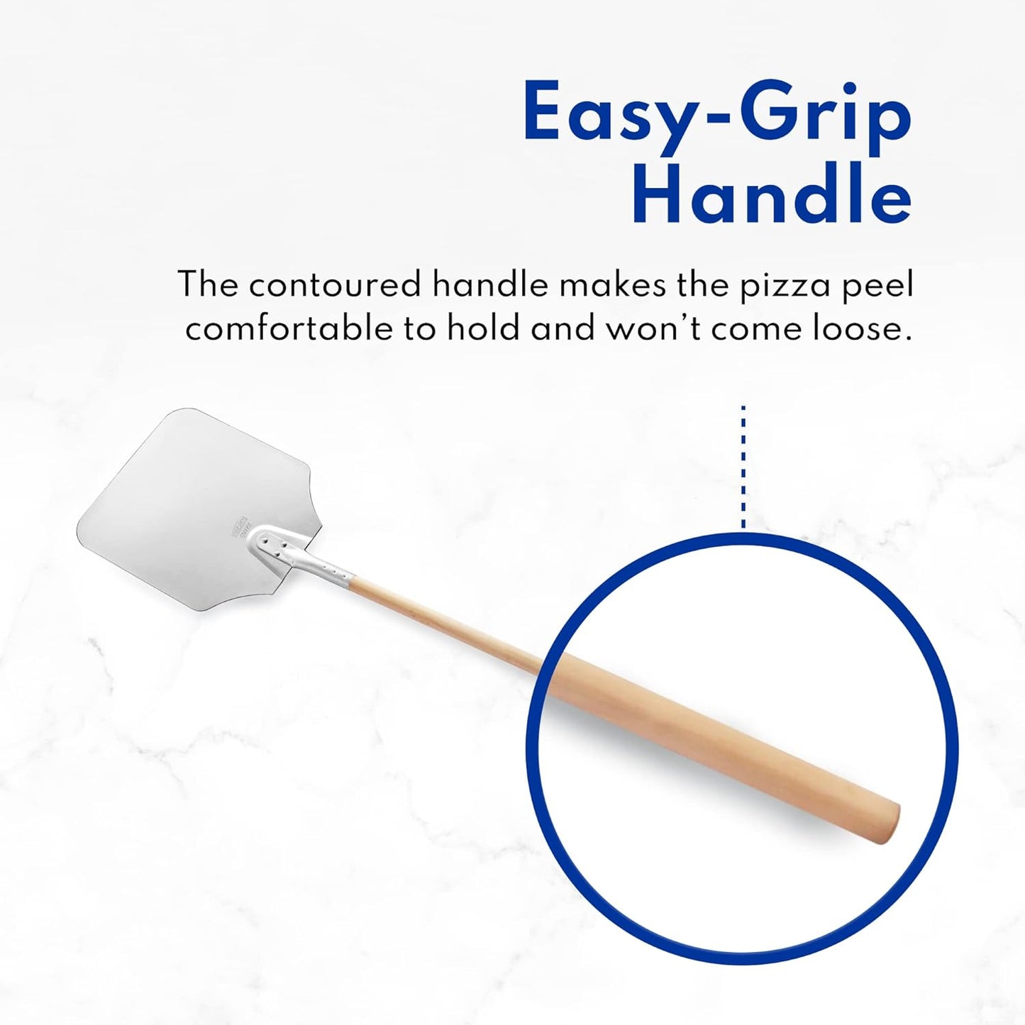 New Star Foodservice 50165 Aluminum Pizza Peel, Wooden Handle, 12 x 14 inch Blade, 36 inch overall