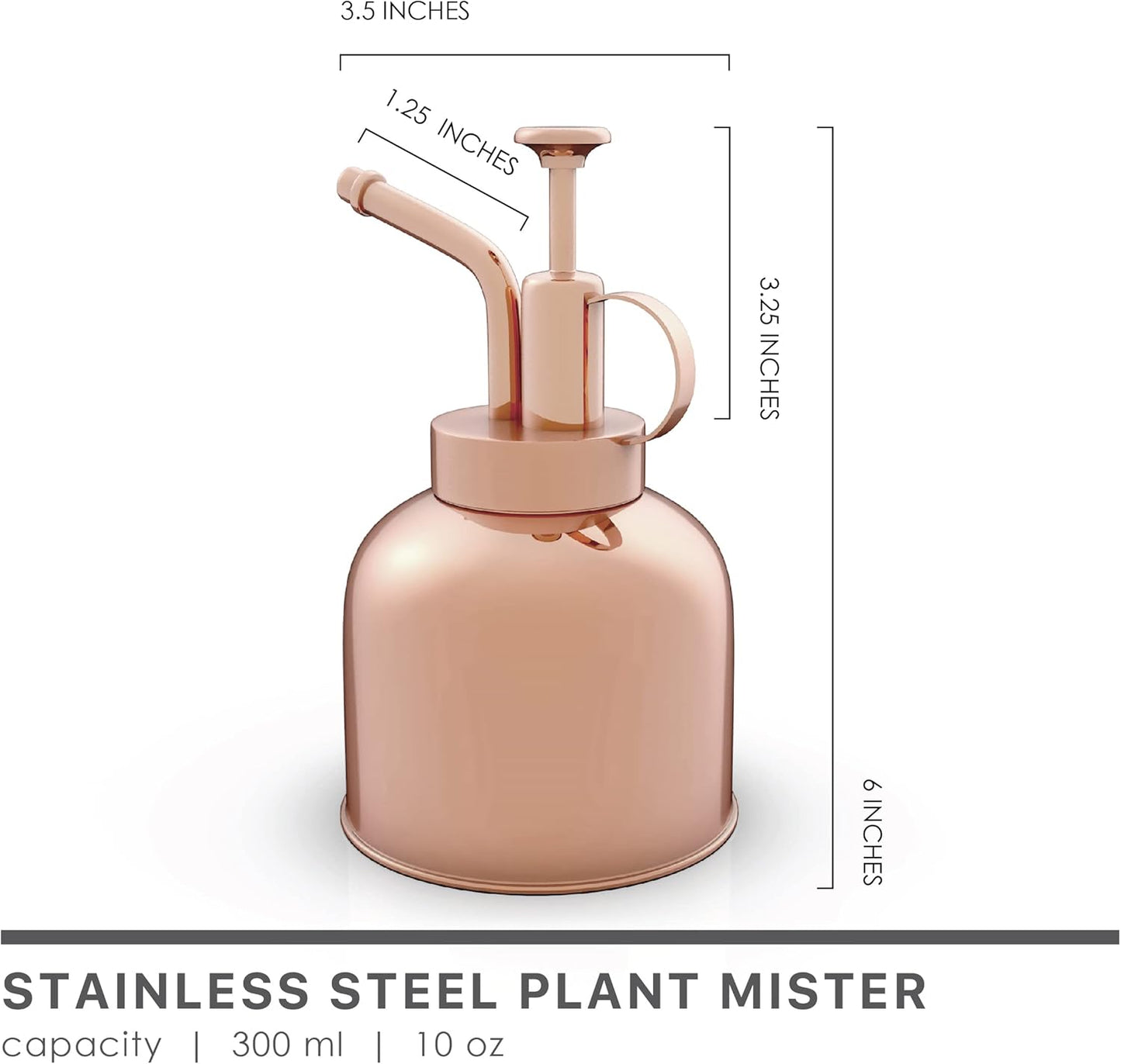 Stainless Steel Plant Mister Spray Bottle Watering Can for Indoor Plants Succulent Bonsai Garden Spray Houseplant Spritzer Modern Garden Tools 10oz/300ml (ROSE GOLD)