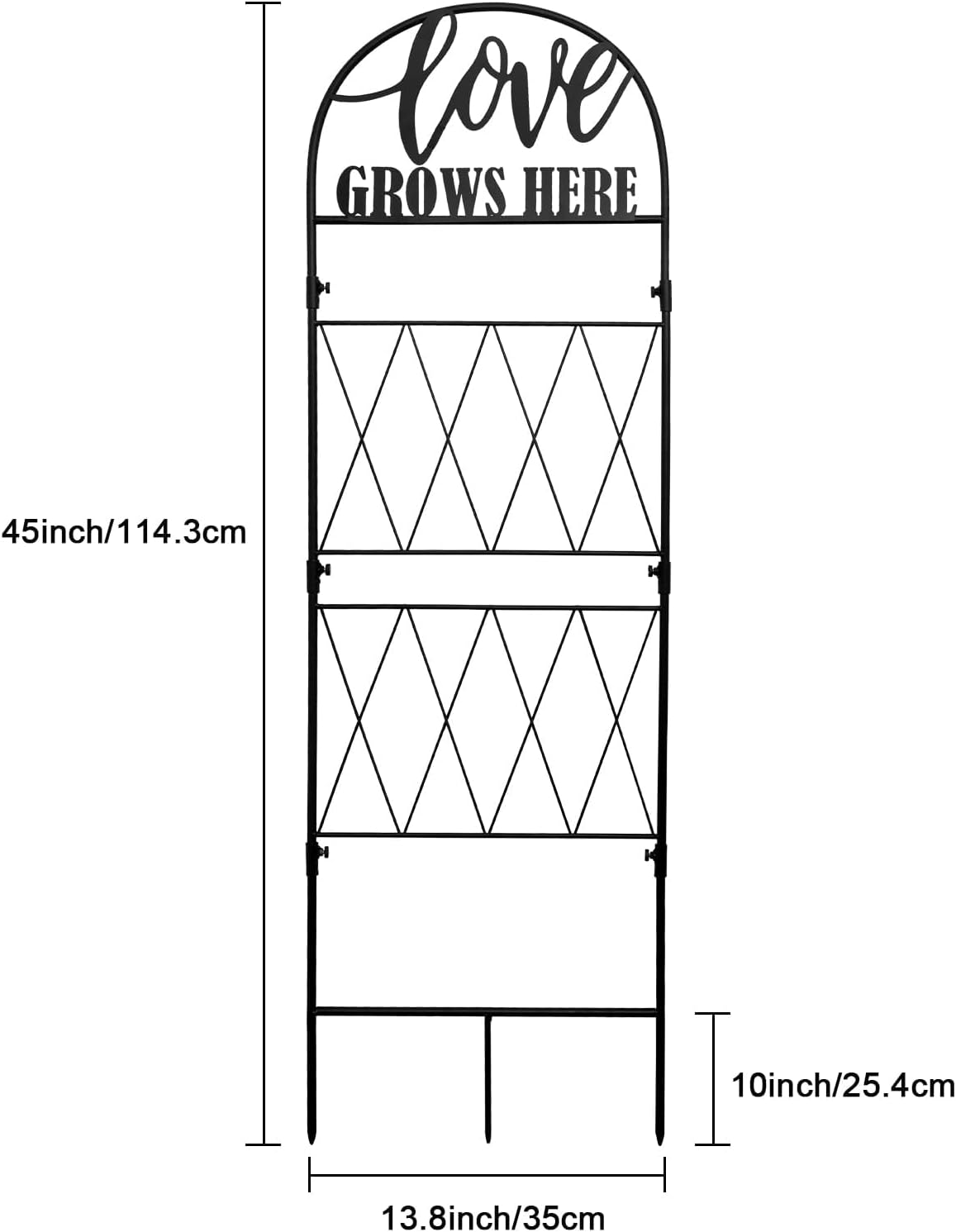 hogardeck 45 * 35 inch Metal Garden Trellis for Climbing Plants Flowers Outdoor,Heavy Duty,Black Coating Rustproof Trellis for Rose, Vegetable, Flowers, Perfect for Training Climbing Plants (1Pcs)