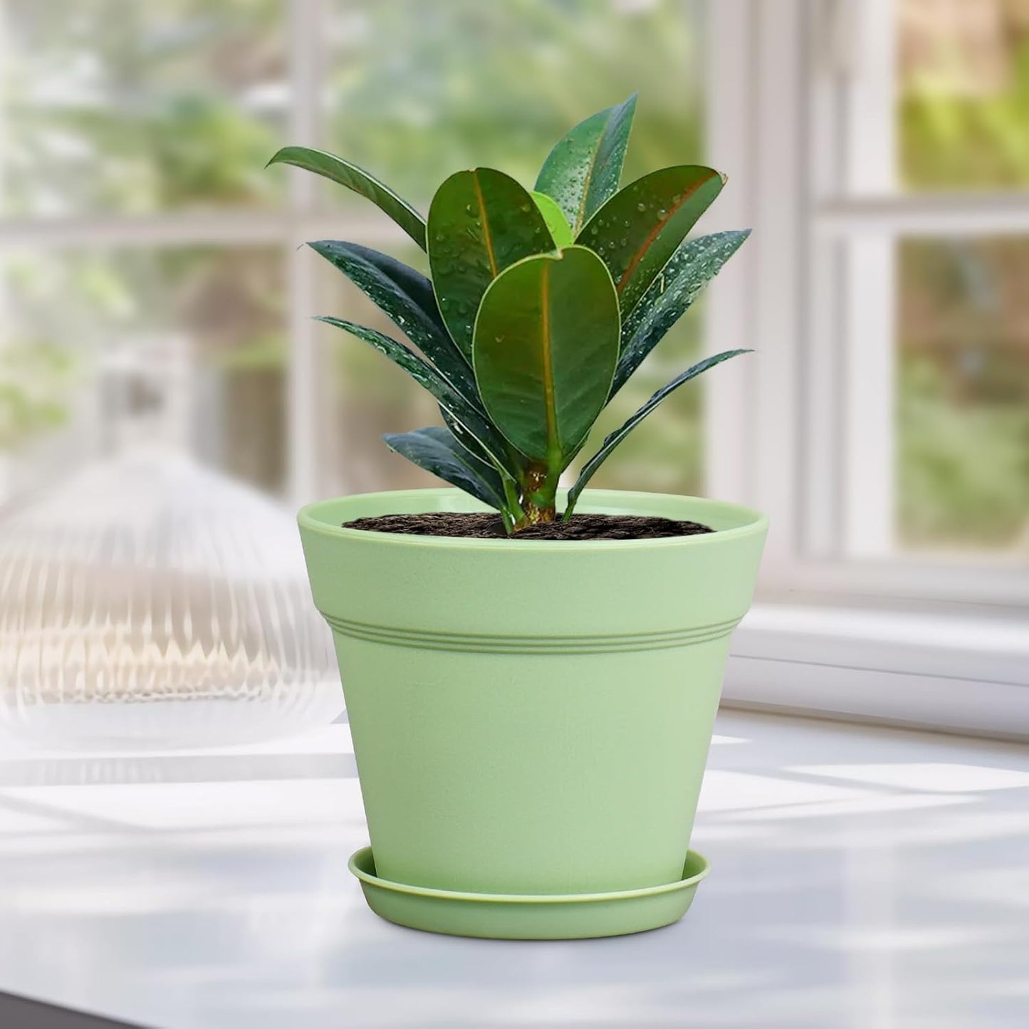 4 inch Small Plastic Nursery Pots,16 Pack Plant Pots for Indoor Outdoor Plants, Flower Pots with Drainage Holes and Saucers, Decorative Seeding Starter Planters for House Plants, Colorful