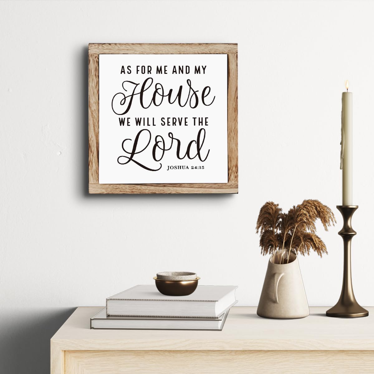 SUSZDOU Scripture Sign - 'As for Me and My House We Will Serve the Lord' Wooden Plaque, Christian Farmhouse Table Decor, Front Door Decor, Housewarming Gift