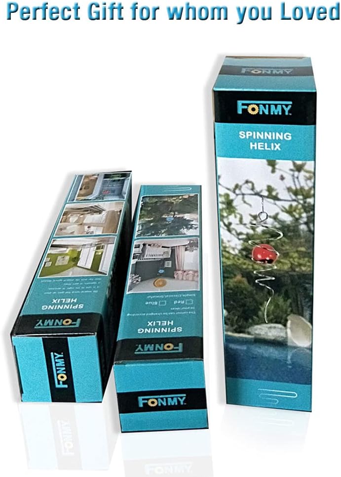 Fonmy Purple Gazing Ball Spiral Tail Wind Spinner Stabilizer with Swivel Hook 11inch Stainless Steel Tail and 2 inch Purple Glass Orb. Indoor Outdoor Garden Decoration Hanging Ornaments