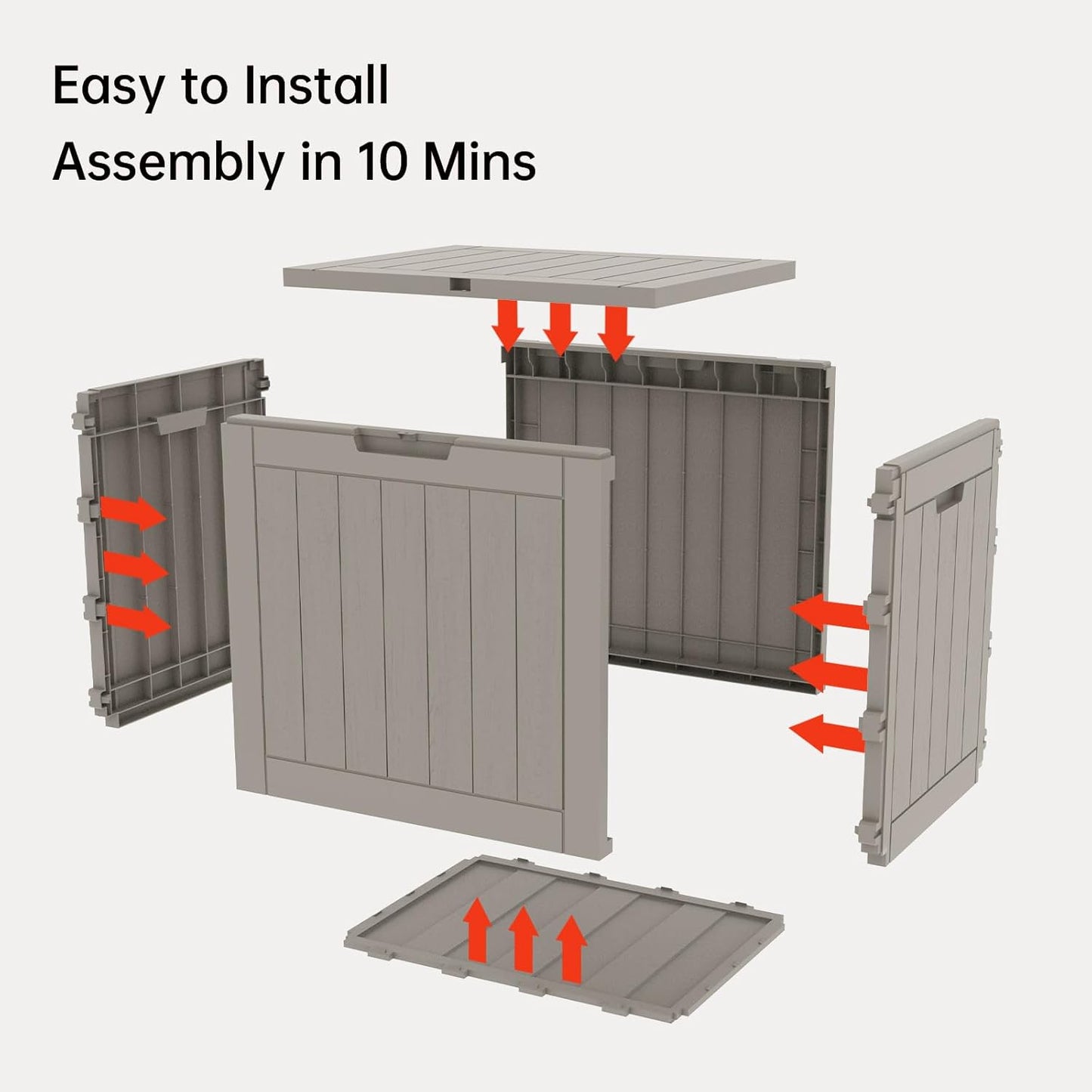 Mars Villa 31 Gallon Deck Box, Outdoor Storage Box Waterproof, Outside Resin Storage Bin for Outdoor Patio Furniture Cushions, Pool Supplies, Garden Tools, UV-Resistant and Weatherproof, Light Brown