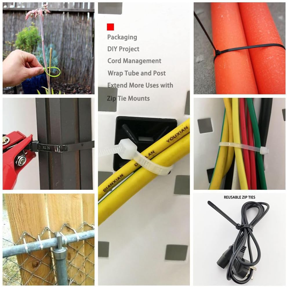 HS 12 Inch Black Zip Ties 1000 Bulk Pack,Nylon Cable Ties 50 LB Strong Wire Tie Wraps Black UV Outdoor Purpose