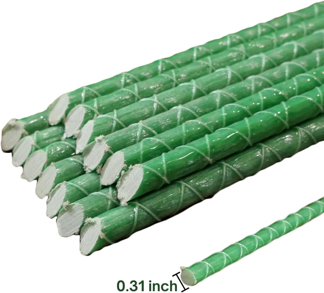 Fiberglass Eco Friendly Garden Stakes (Choose Height/Quantity) – Durable, Lightweight, Tomato, Tree, Strawberry, Plant, Support Fencing Stakes with Patterned Surface 5/16" Diameter (20, 3)
