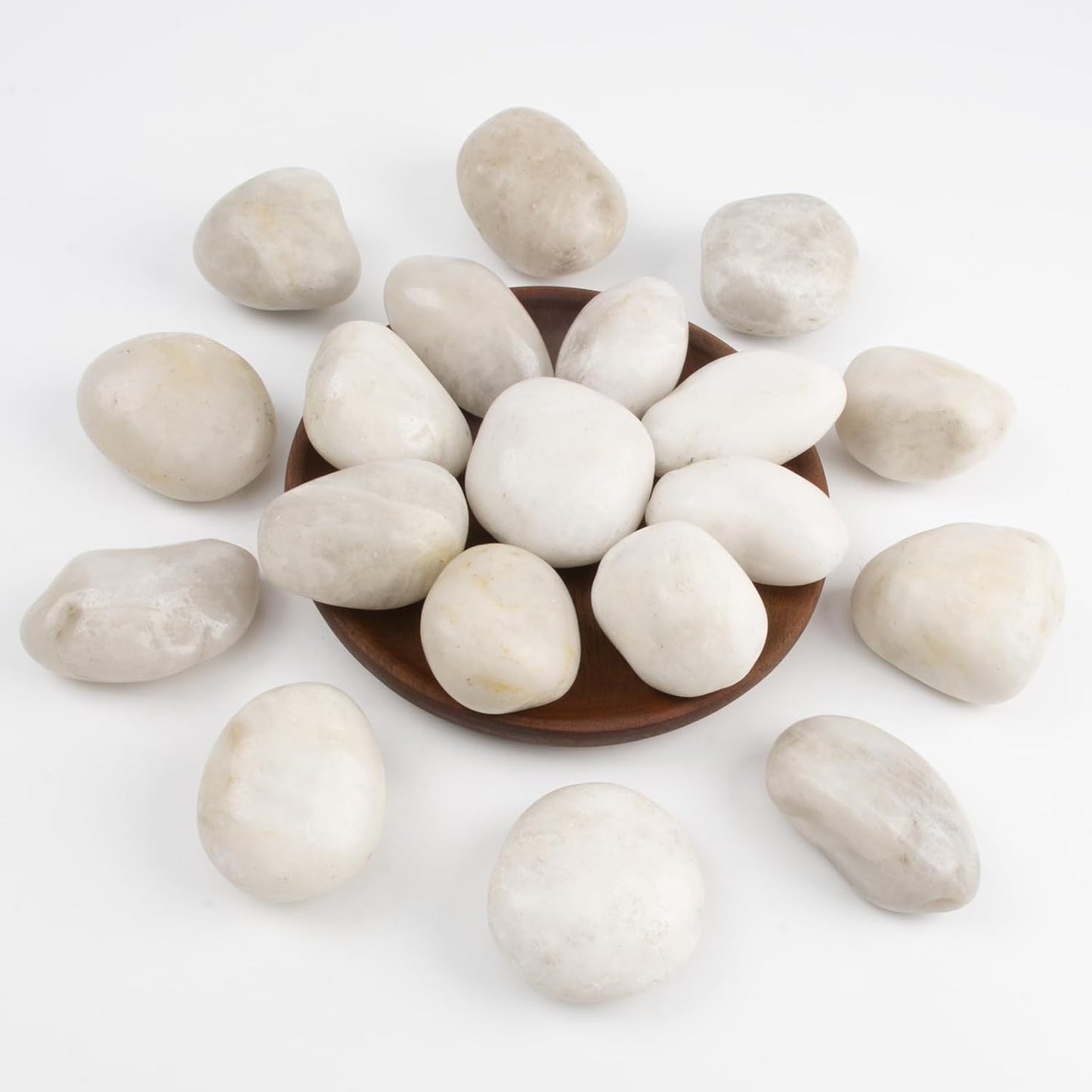 River Rocks - Natural Polished White Pebbles, 2-3 inches, 10 lbs - Ideal for Patio Landscaping, Rock Gardens, Succulent Arrangements, and Pathway Edging (White, Weight: 10 LB)