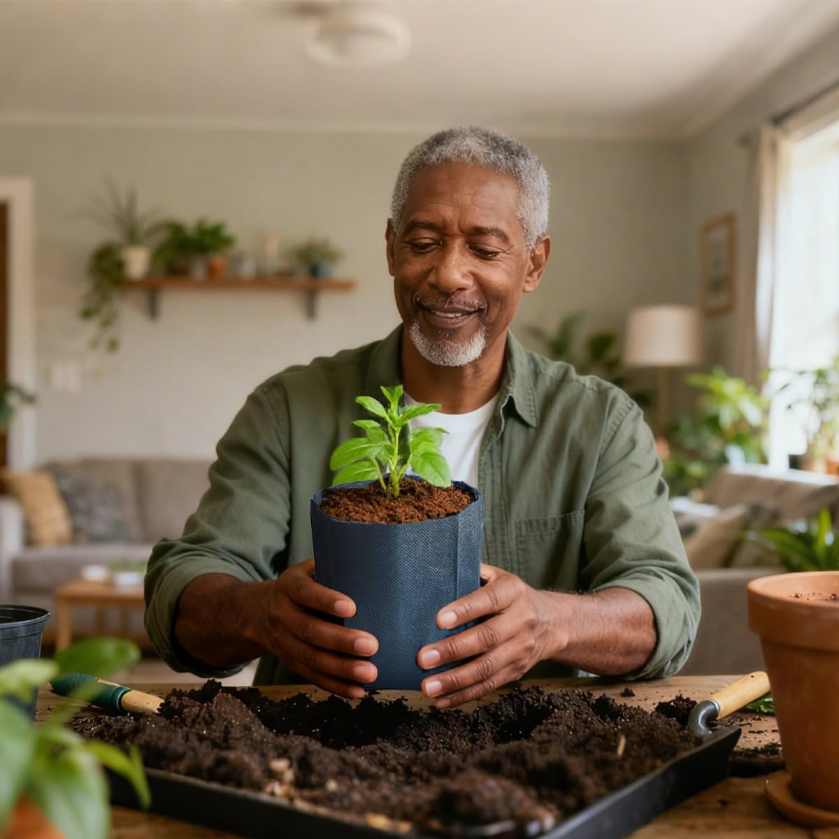 gardtree Plant Nursery Bags 5.5" * 6.3" 400PCS, Non-Woven Plant Grow Bags Fabric Seedling Starter Bags for Vegetable Flower Fruit Saplings Tree, Home Garden Supply