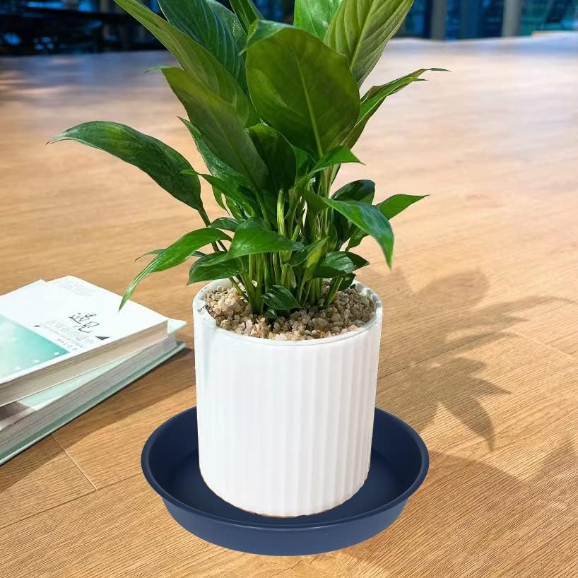 2 Pack of 14 inch Plant Saucers Bird Bath Bow Round, Plastic Plant Saucer Tray for Pots, White Planters for Indoor Plants, Plant Trays for Planter 12-15" (14", Blue)