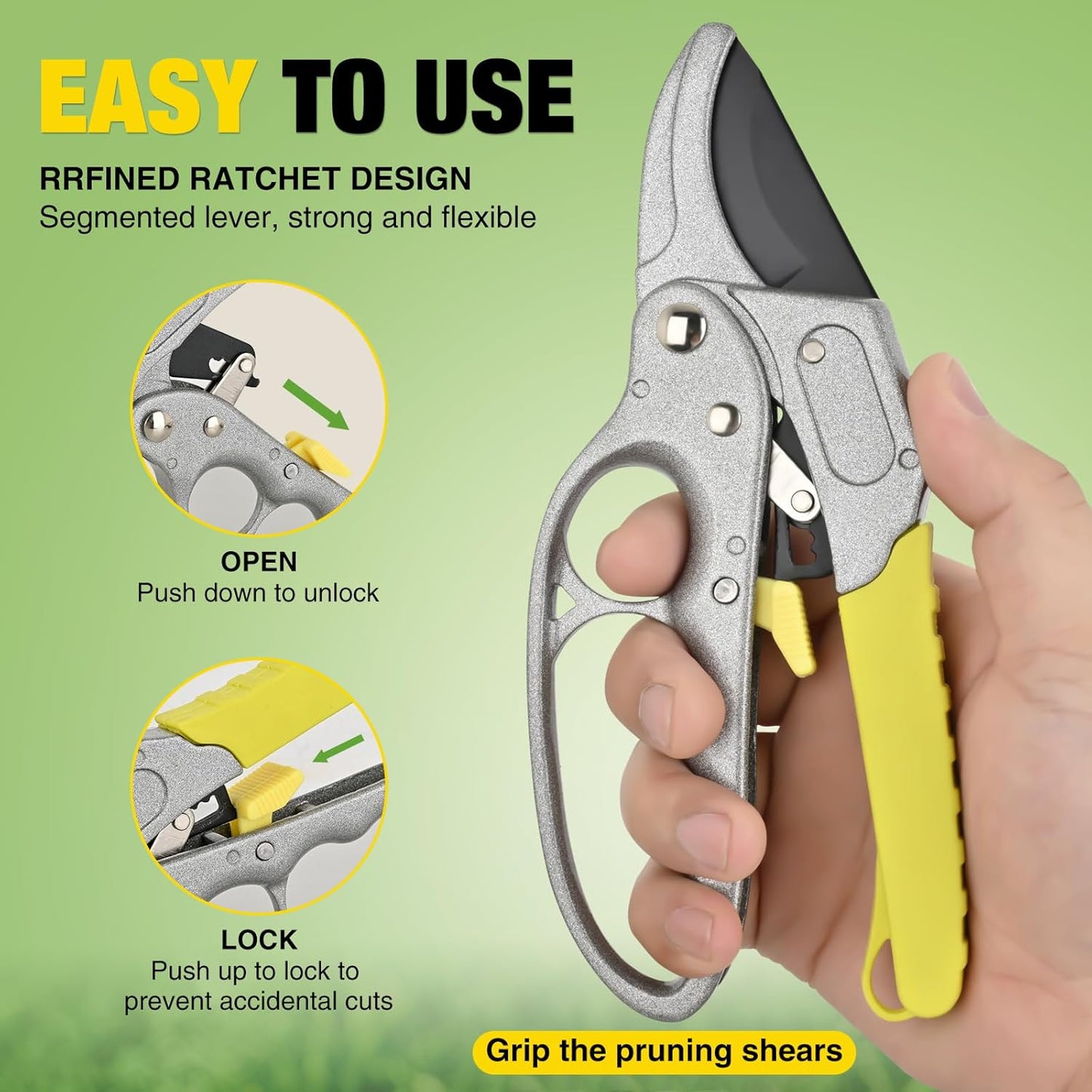 Yesker Pruning Shears Garden Shears 7.8" Professional Garden Scissors Sharp 65 Manganese Steel Blade Heavy Duty Clippers Hand Pruners for Cutting Fresh Flowers Branch Plant Trimming Gardening Tools