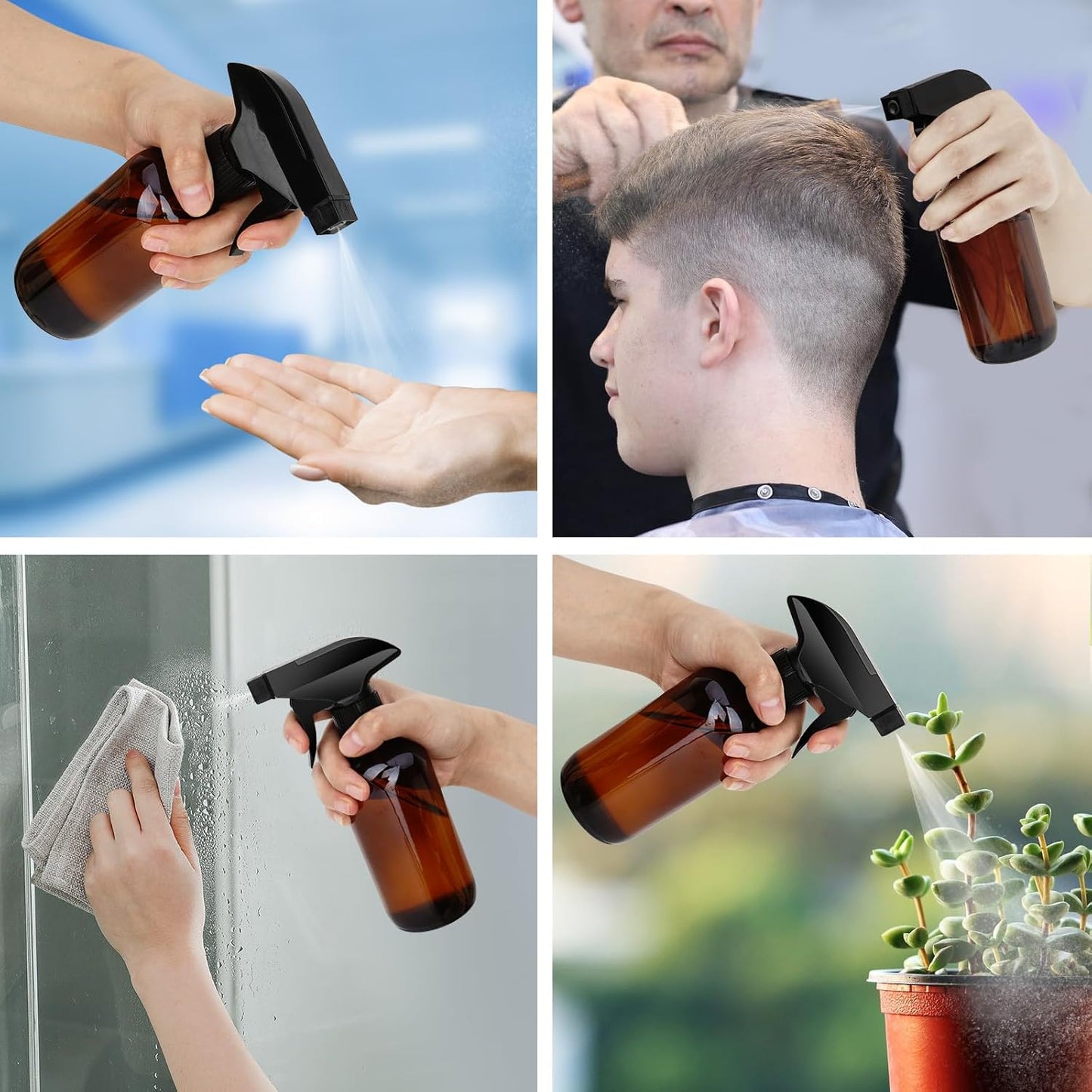 Mister Spray Bottle - 8.4oz Refillable Bottle for Hair, Plants, Cleaning Solutions, Essential Oils, Hair Mister, Adjustable Nozzle with Glass Misters 2oz per Unit, Funnel, Dropper