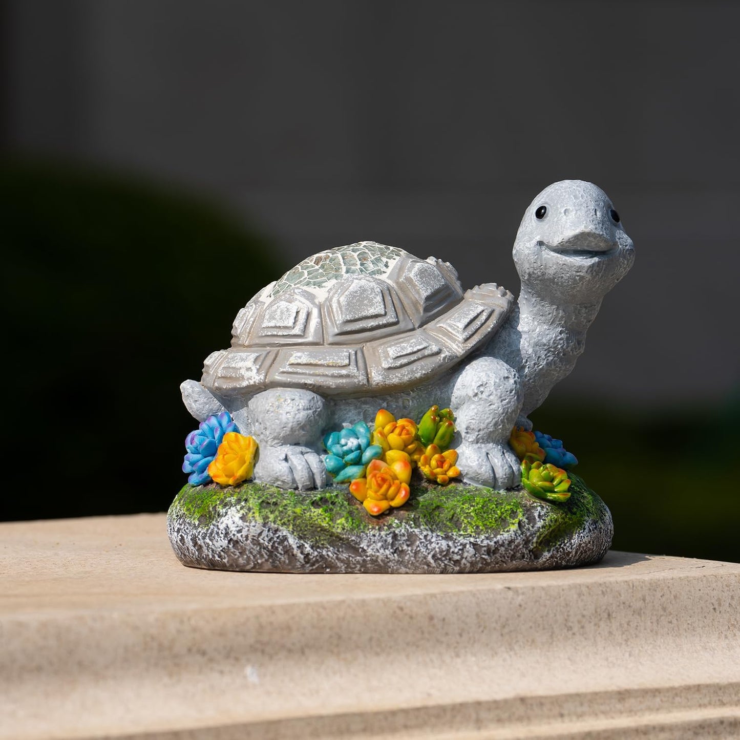 Garden Statue Turtle,Solar Turtles Decor for Outdoor,Resin Tortoise Figurine with Solar Light for Patio,Balcony,Yard,Lawn Ornament,Perfect Garden Gift