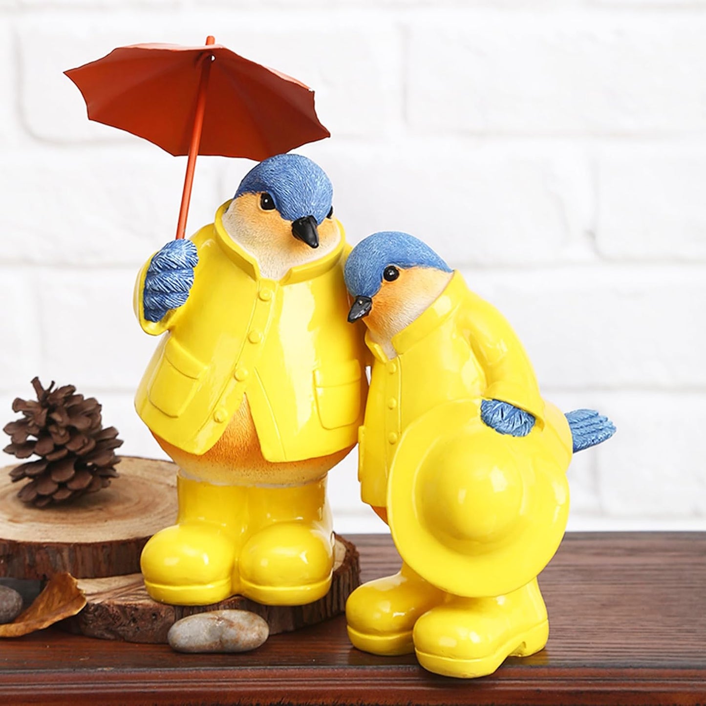 Topadorn Poppy Lovebirds Statue Home Decor Resin Sculptured Hand Painted Figurine Creative Craft Cute Decoration Gift for Kids Womens Decorative Garden Yard Room