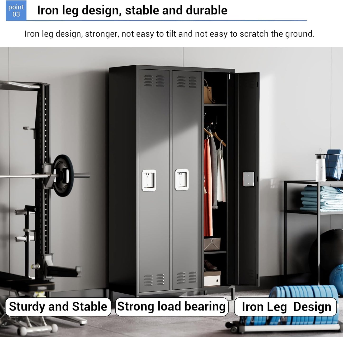 Metal Lockers, 3-Door Metal Storage Cabinets Locker, Secure Storage Solution, Perfect for Offices, Gyms, Schools & Homes, Organizes Personal and Work Belongings Easily