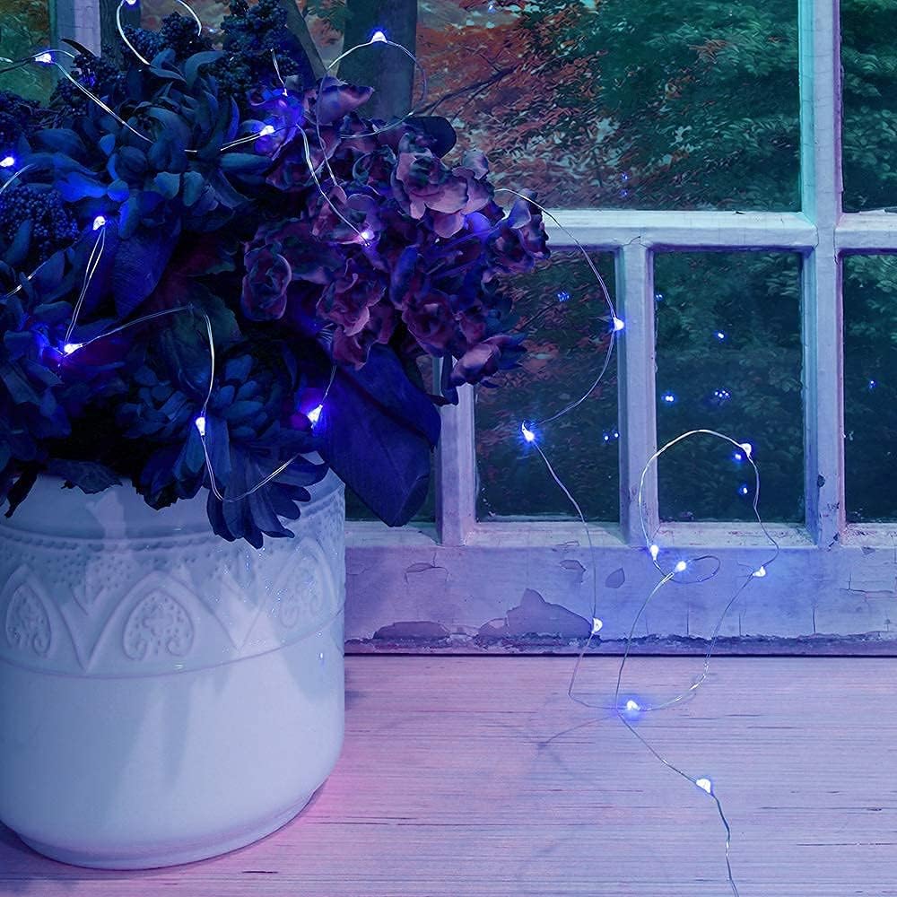 2 Pack Solar Powered Fairy String Lights Outdoor Waterproof 8 Modes Twinkle Christmas Decorations Lights, Each 33ft-100LED, 40ft-120LED, 66ft-200LED, 80ft-240LED, (Blue, 66)