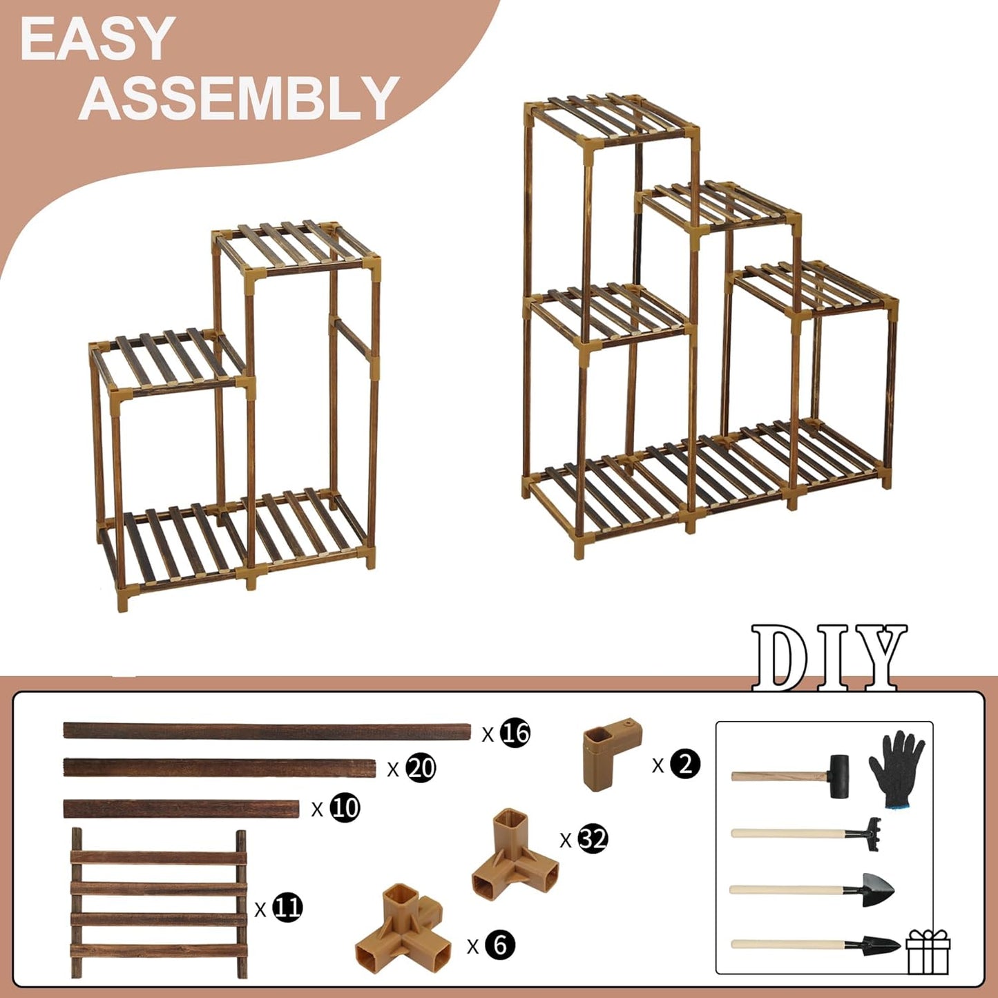 HOMKIRT Plant Stand Indoor Outdoor, 11 Tier Corner Shelf Wood Rack Organizer Display for Multiple Plants Large Ladder Holder Flower Stand for Living Room Patio Porch