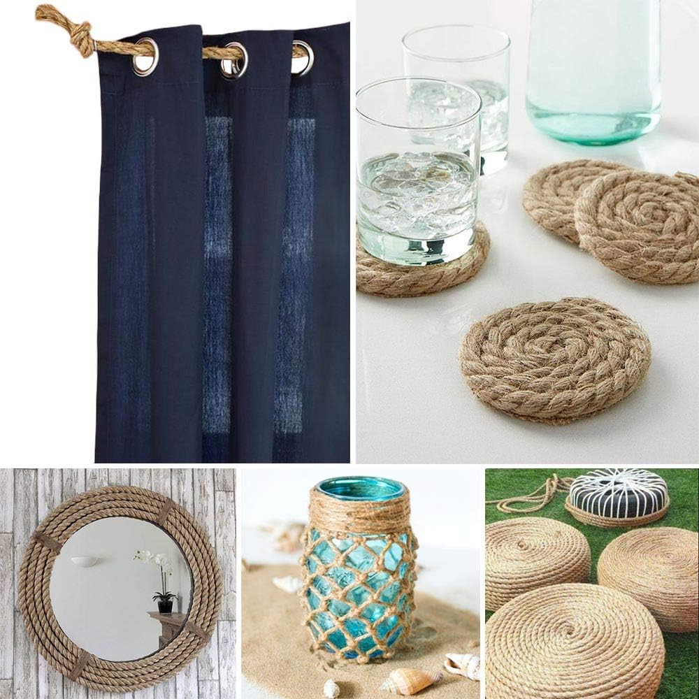 Leecogo 6mm Jute Rope, 66 Feet 4 Ply Heavy Duty and Thick Twine Rope for Gardening, Crafting, Packing, Bundling and Home Decor