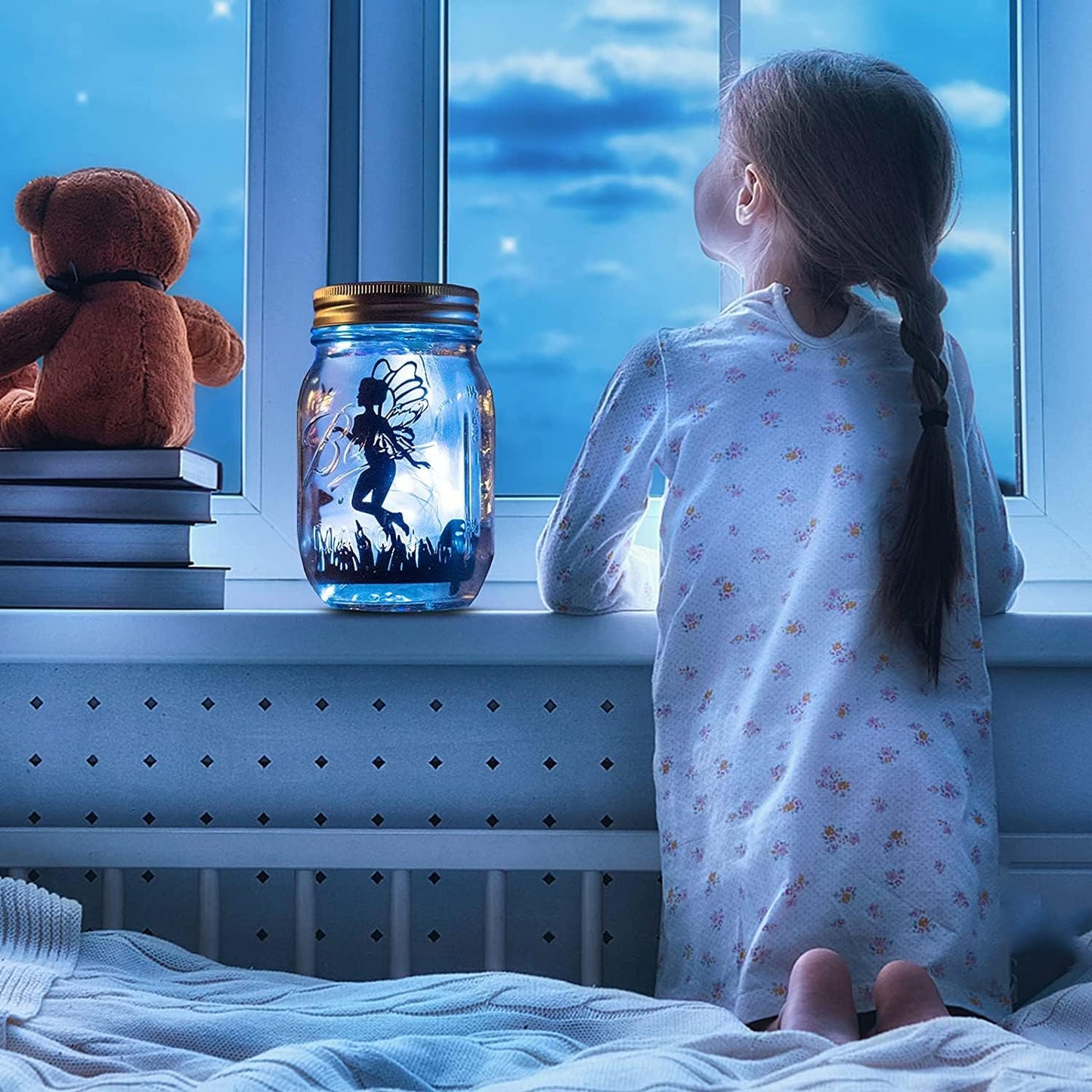 8 Pack Solar Fairy Star Firefly Jar Lid Lights - Waterproof Lantern Mason String Lights With Hangers for Regular Mouth Jars - Christmas Gifts (Cold White)