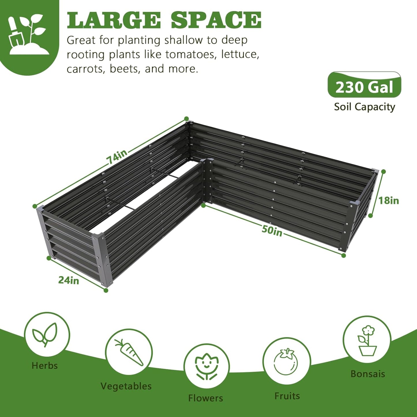 A ANLEOLIFE 8-Pack 4X4X1.5ft & 74x74x18in Deep Root Galvanized Raised Garden Beds Outdoor for Planting Vegetables Flowers Herb, Quartz Grey