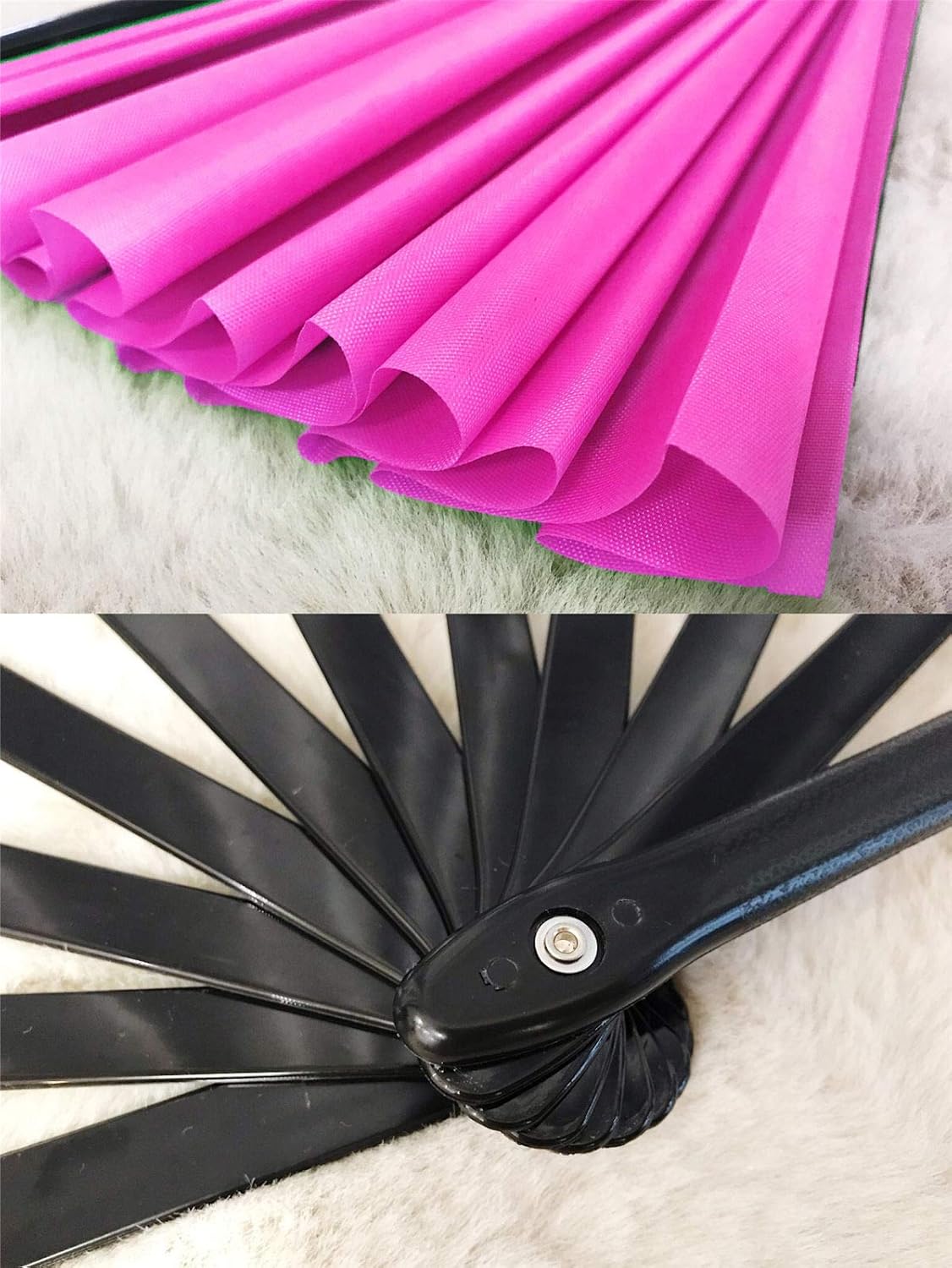 Zolee Large Rave Clack Fan for Line Dancing - Boots on The Ground Folding Hand Fan - Foldable Chinese Tai Chi Kung Fu Fan - for EDM, Music Festival, Hot Flashes, Event, Party, Dance (Pink)