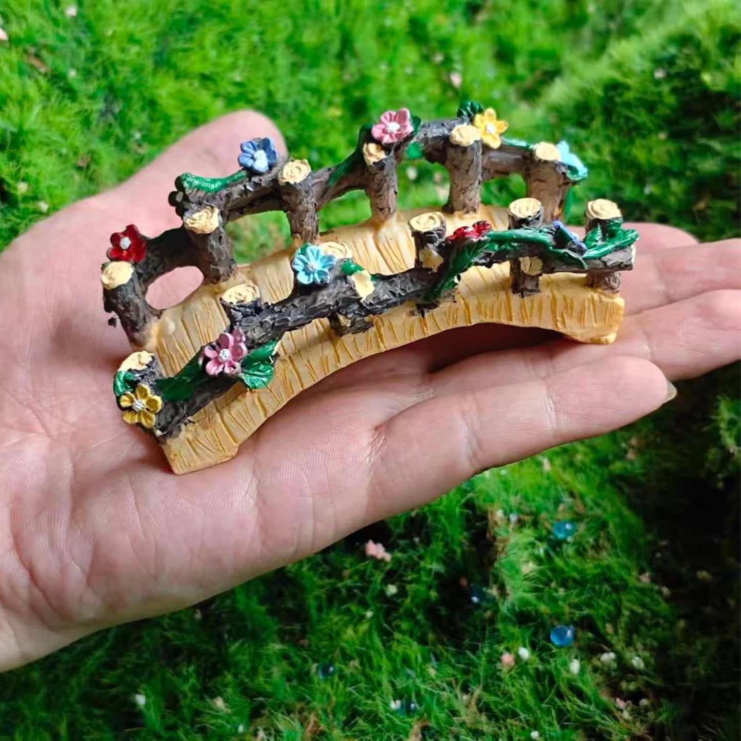 Kai Dream Fairy Garden Bridge,Miniature Resin Bridge Figurine,3.6 * 2 * 1.5 inches, Micro Landscape Tiny Decorative