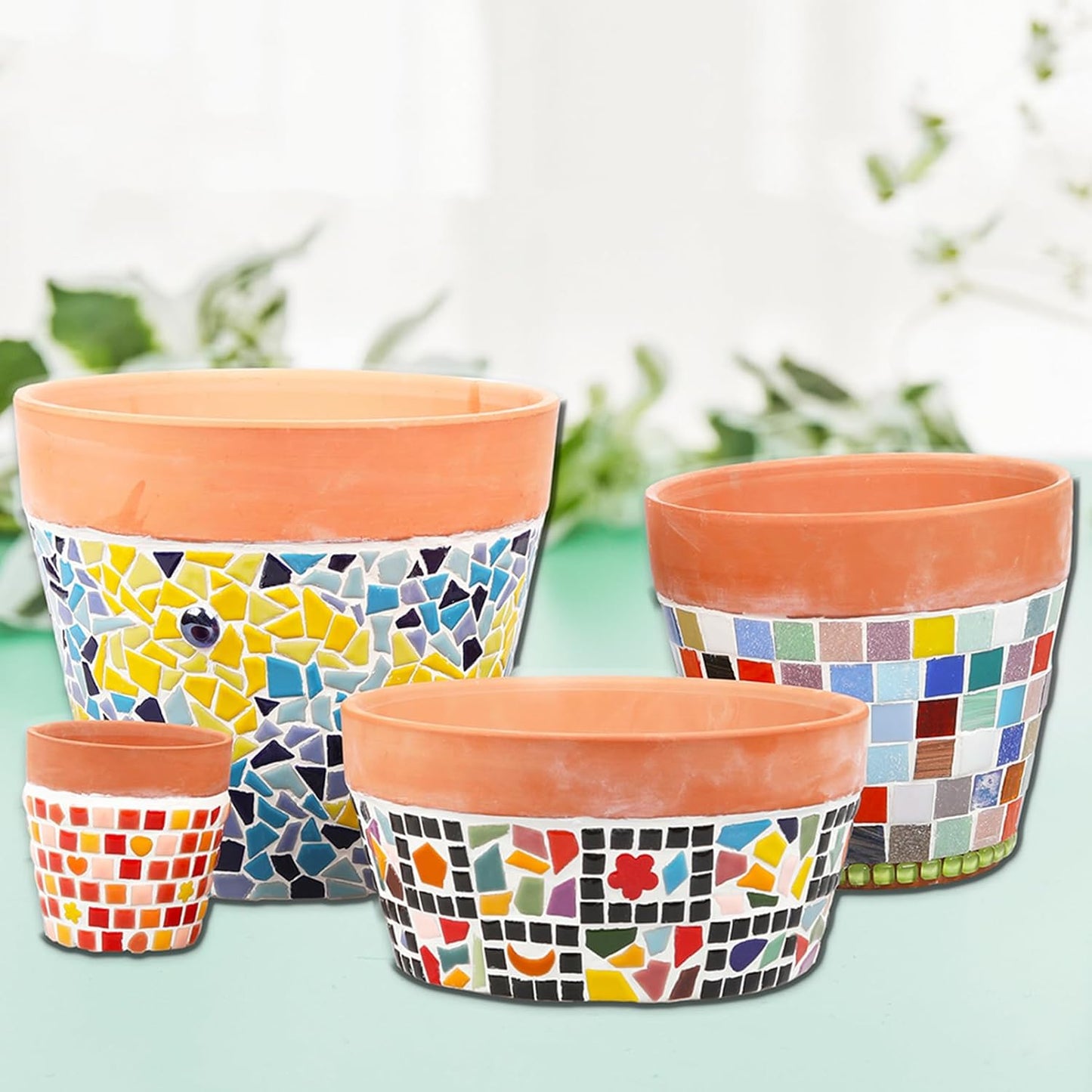 200g Pack of Mosaic Tile Supplies for DIY Crafts, Plates, Picture Frames, Flowerpots, Handmade Jewelry - Irregular Size Triangles Trapezoids Polygons Ceramic Decorative Tiles (Light Orange)