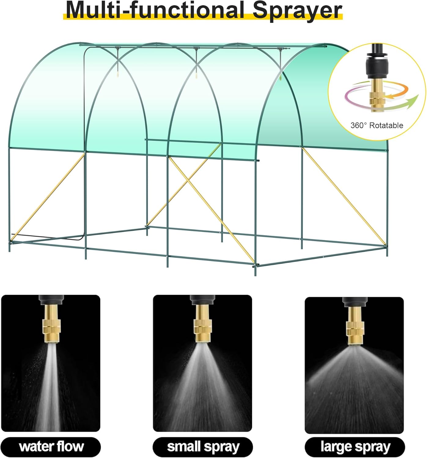 Greenhouses for Outdoors Heavy Duty 10x7x7 FT Portable Greenhouse with Watering System,6 Ventilated Screen Windows & Rolling Zipper Door & Reinforced Steel Frame High Tunnel Greenhouse