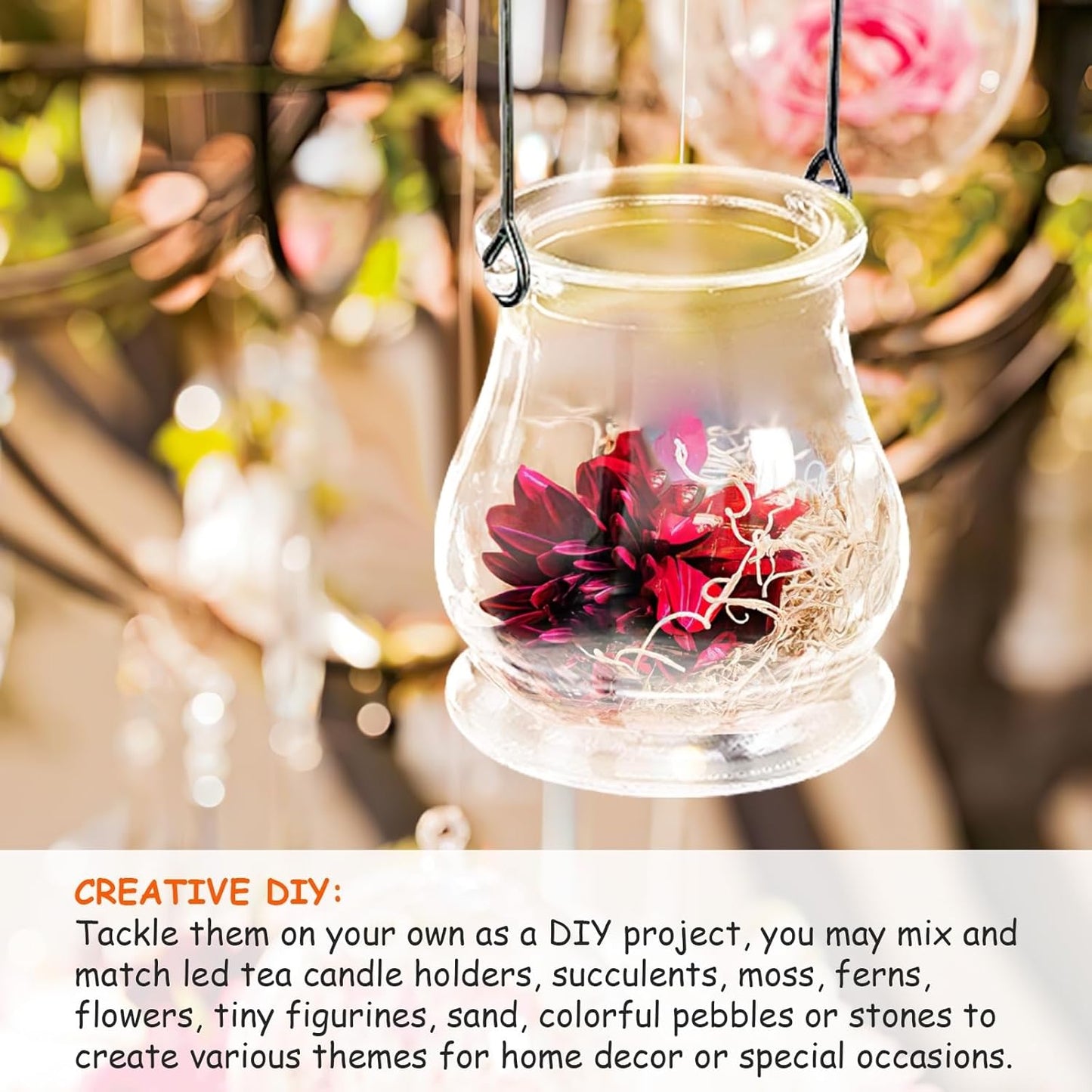 Cabilock Candle Holder Hanging Tealight Holder: 16pcs Glass Air Plant Succulent Vase Hanger Plant Terrariums Glass Orbs Air Plants for Party Wedding Centerpiece