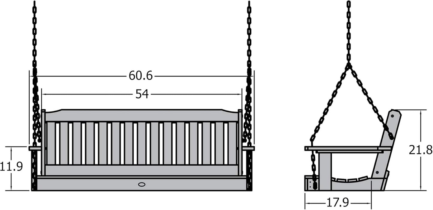 highwood Lehigh Porch Swing, 5 Feet, Rustic Red