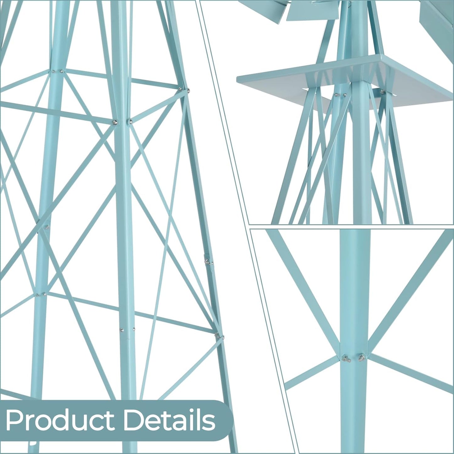 Outvita 8FT Ornamental Windmill for Yard, Heavy Duty Durable Metal Weather Vane Garden Decoration Weather Resistant for Garden, Farm, Seaside