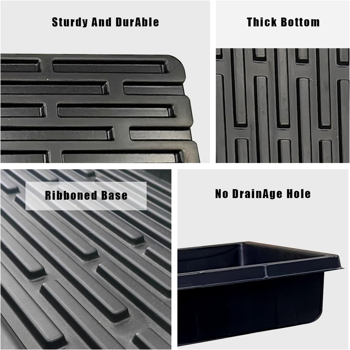 Plant Growing Nursery, Standard 1020 Trays Plastic Sturdy Farmer Self Seedling Tray for Microgreens Indoor Nursery Pots Transplantation (5-Pack, 21.6"Ă—11.2", 2.52" Deep, no Holes)