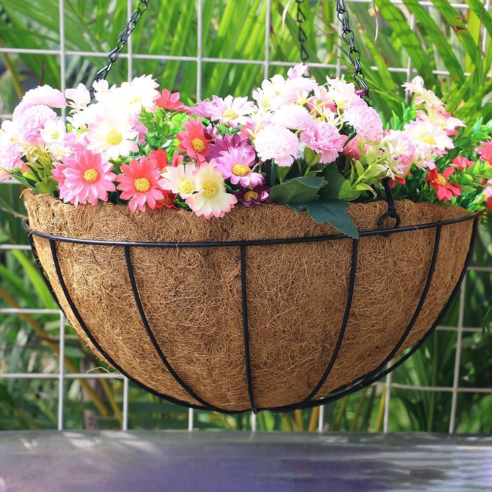 EROCK 2Pcs Coco Liners for Planters Hanging Basket, Round 8/10/12/14/16 inch Thick Coconut Coir Coco Fiber Liners for Planters Garden Patio Porch Window Plants Flowers Pot Indoor Outdoor (14 inch)